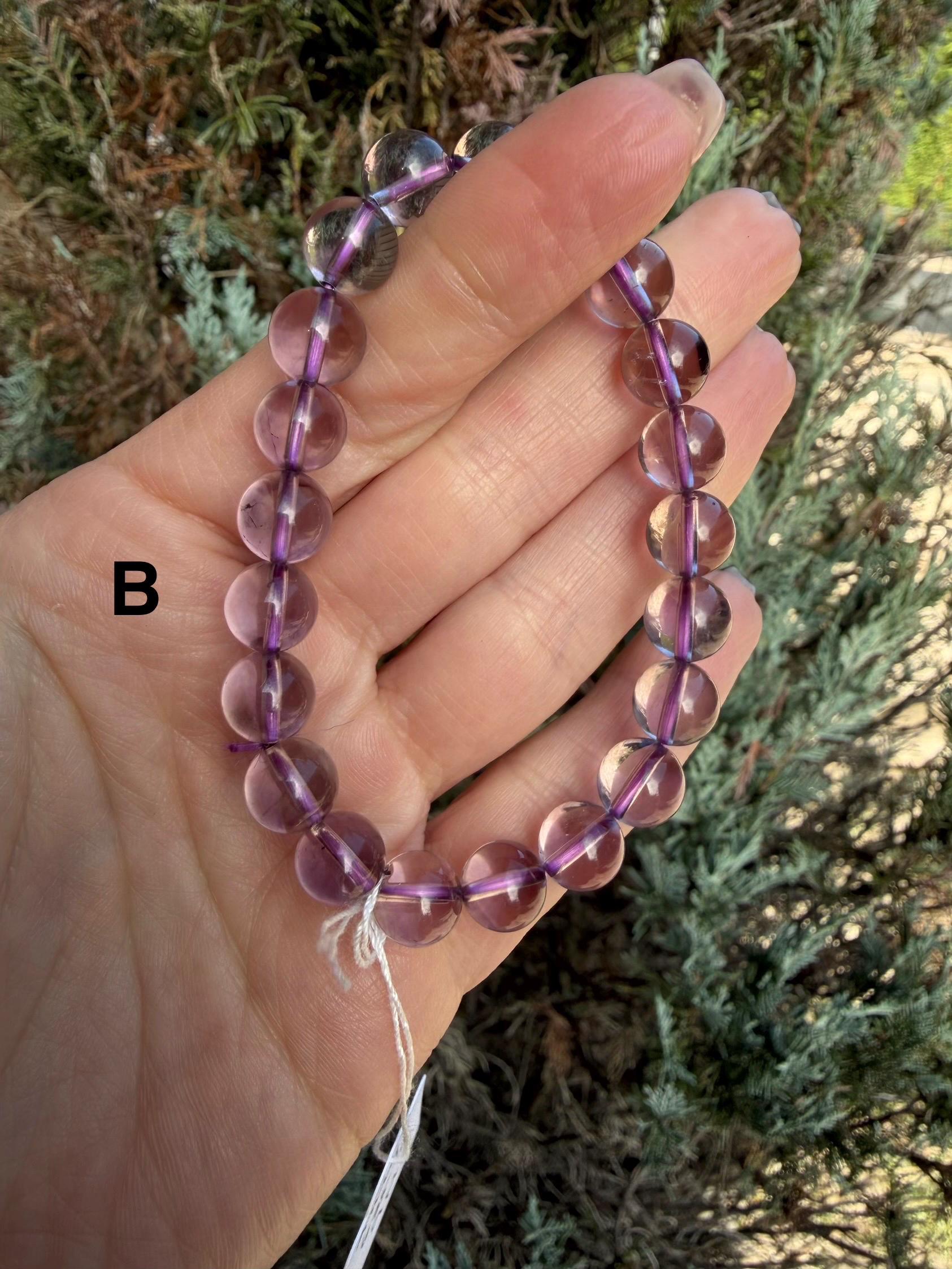 Natural Amethyst Crystal Beaded Bracelets • Polished Gemstone Healing Jewelry 13