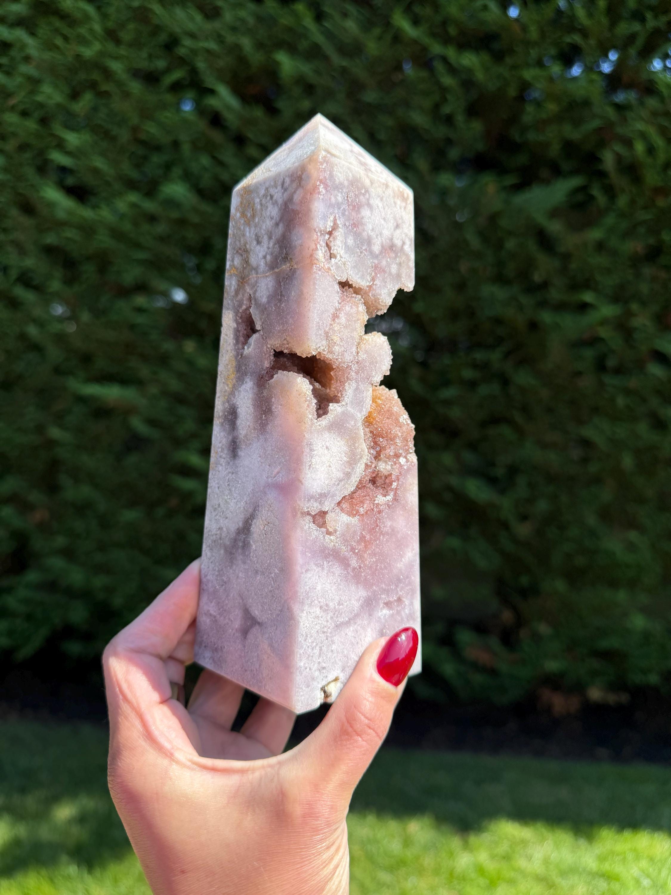Large Pink Amethyst Druzy Crystal Tower • Polished Point, Healing Stone, Spiritual Decor 10