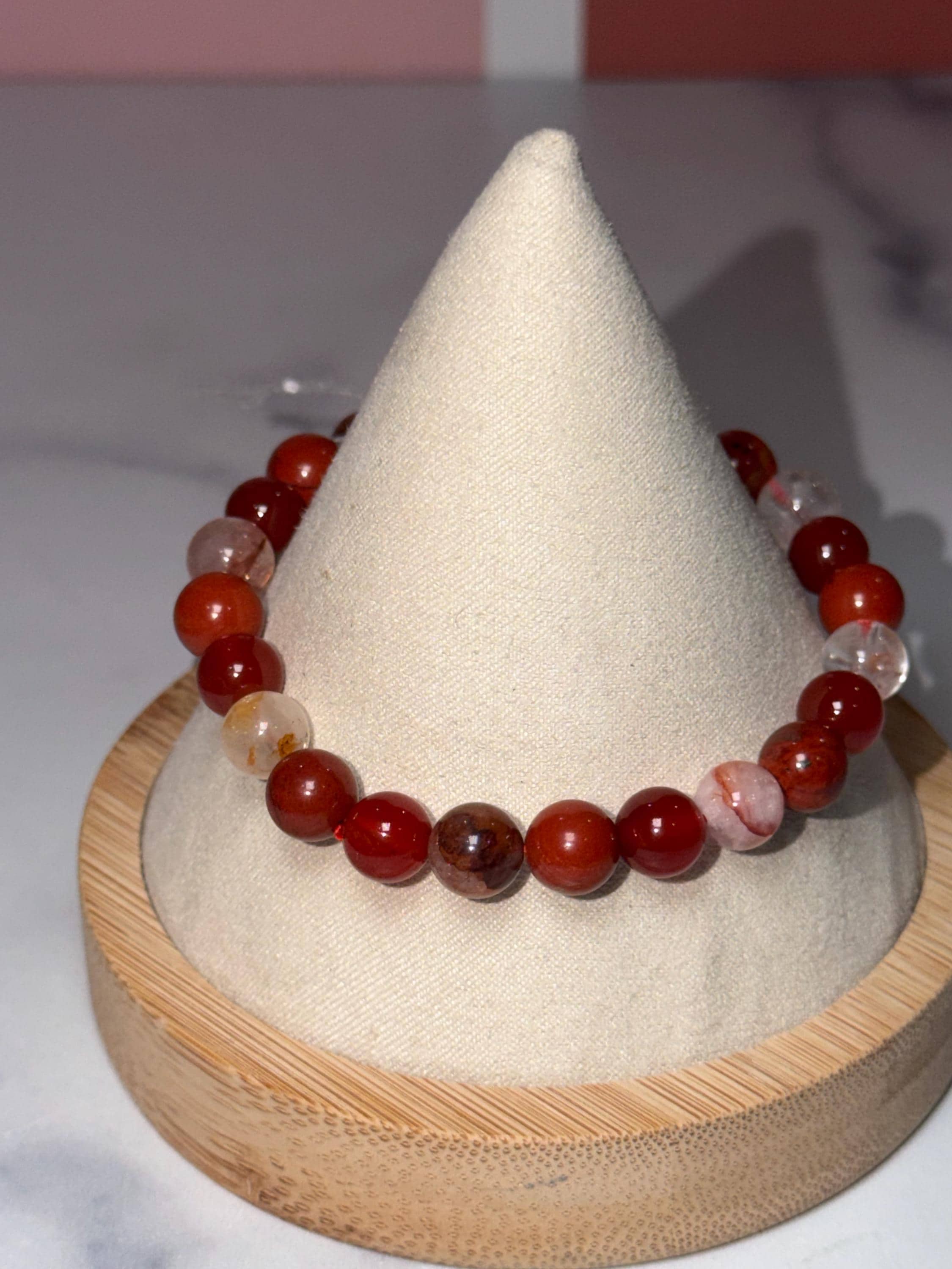 Carnelian, Fire Quartz, Red Jasper Beaded Bracelet, Earth Tone Gemstone Jewelry 7
