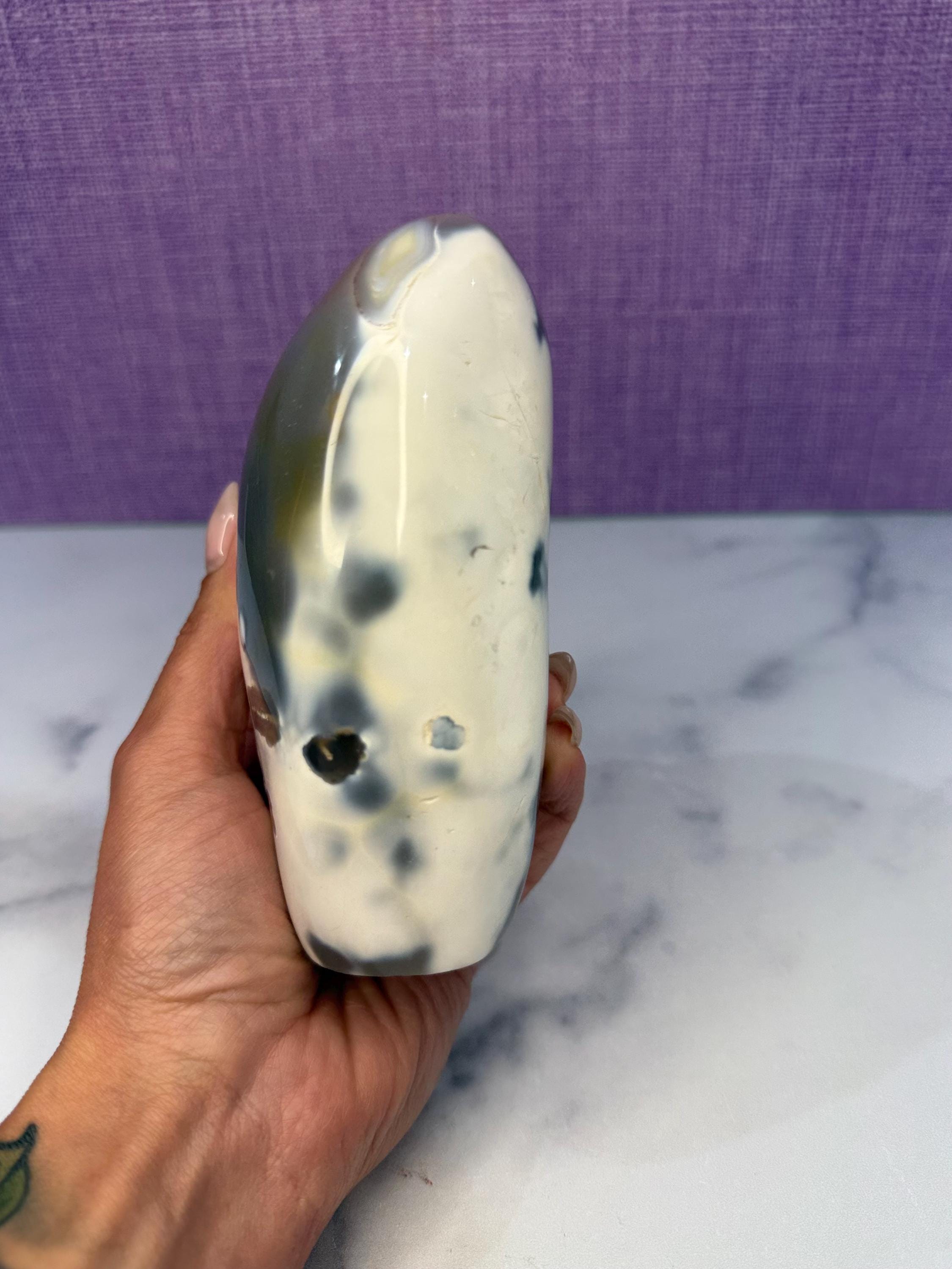 Orca Agate Freeform, Madagascar Dendritic Crystal, Spiritual Healing Stone Decor 3