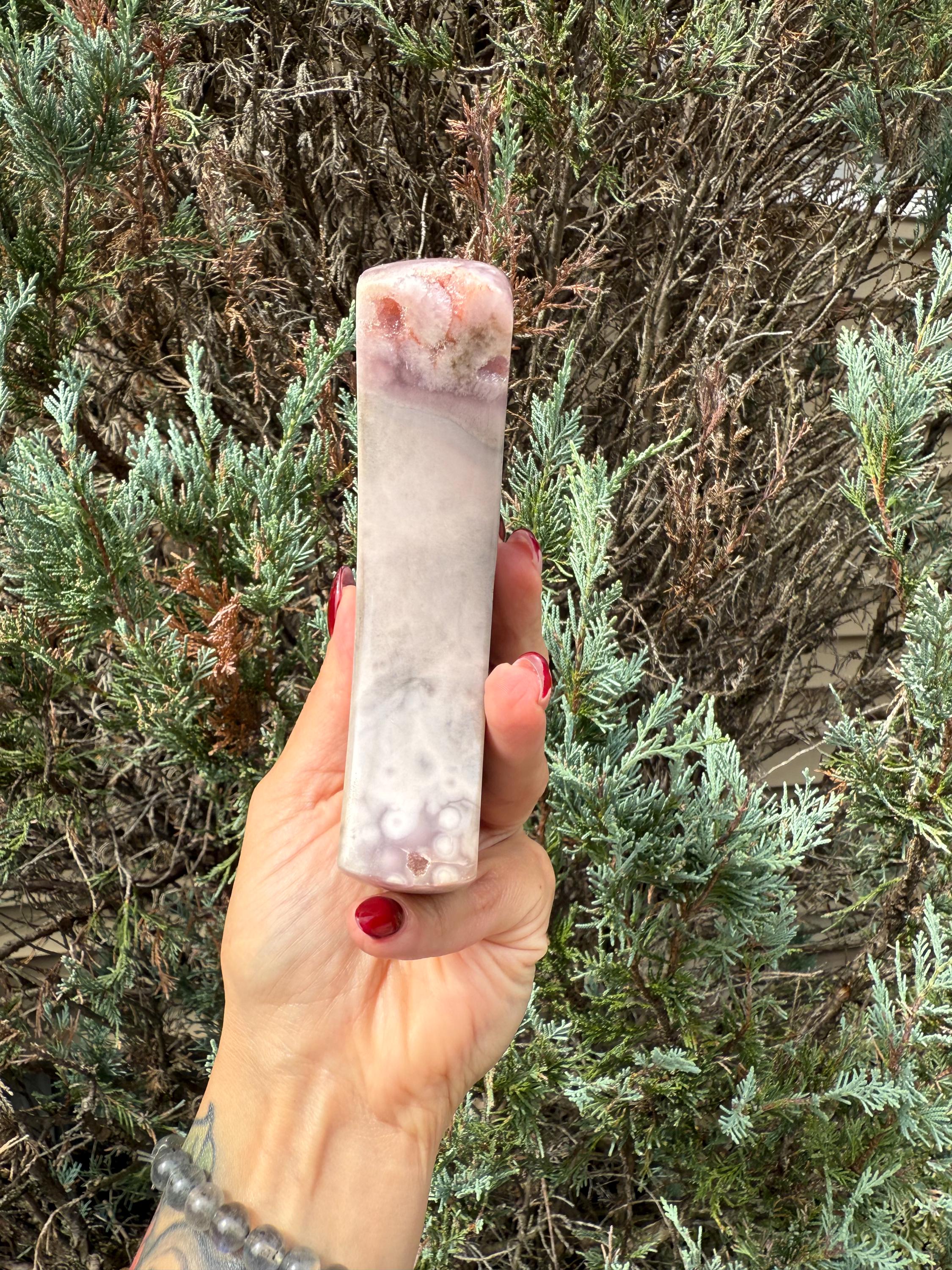 Pink Amethyst Druzy Moon Carving • Celestial Crystal Stand Display 10