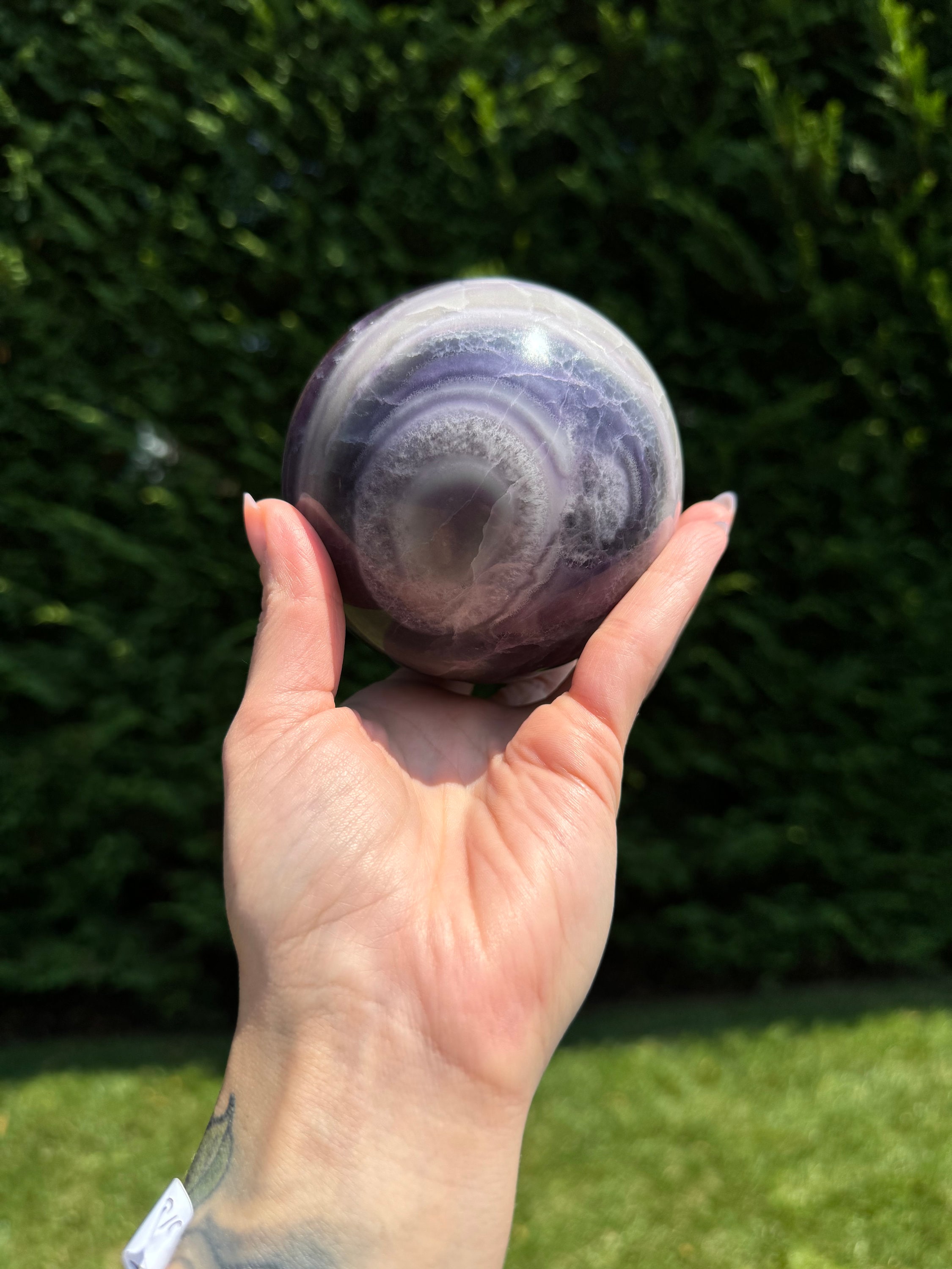 Purple Banded Fluorite Crystal Sphere • 94mm • Polished Healing Crystal Orb • Mineral Specimen • Spiritual Decor 4