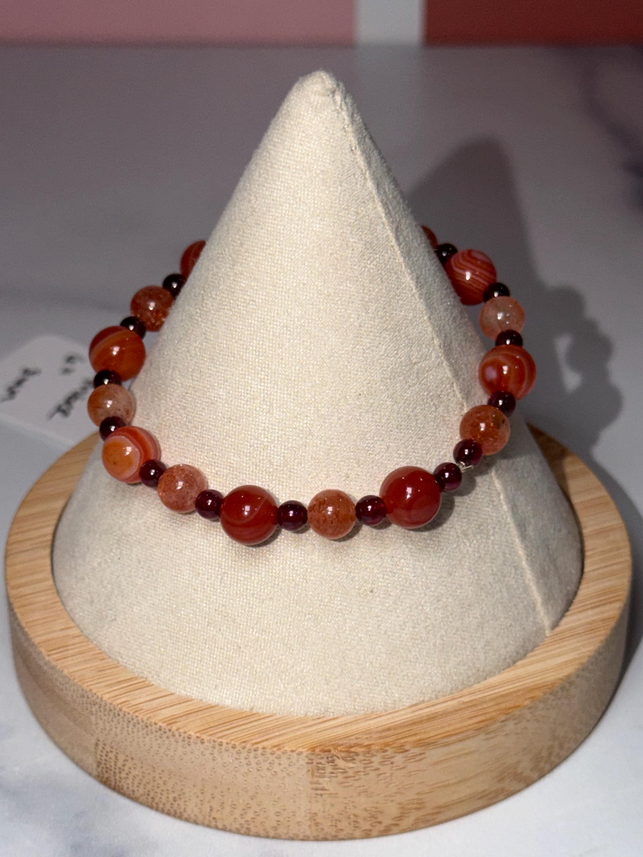 Carnelian, Fire Quartz, Garnet Beaded Bracelet, Earth Tone Gemstone Jewelry 5