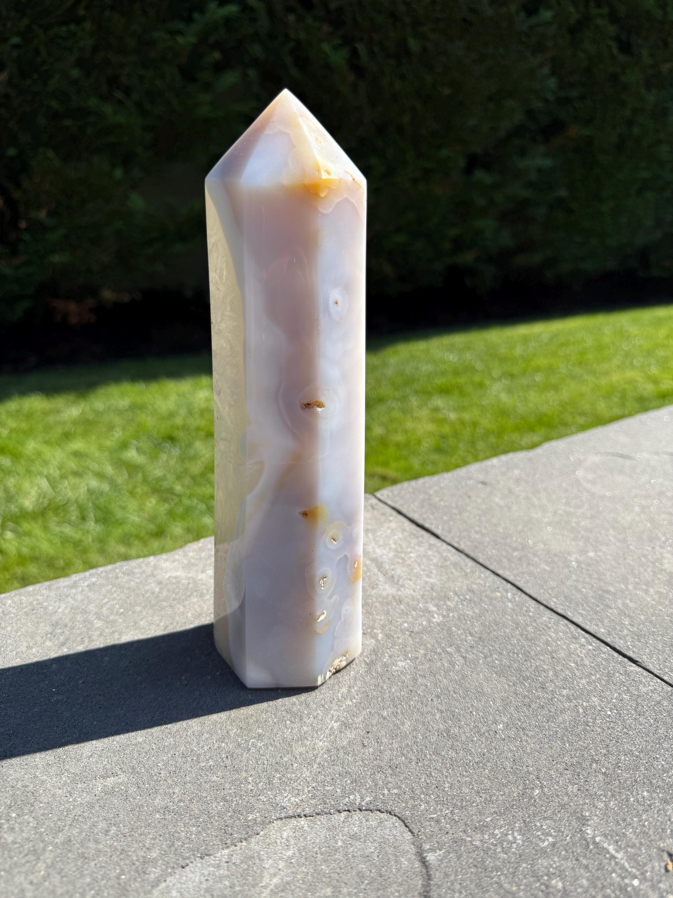 XL Blue Banded Agate Quartz Crystal Tower • Polished Point, Natural Mineral Specimen 10