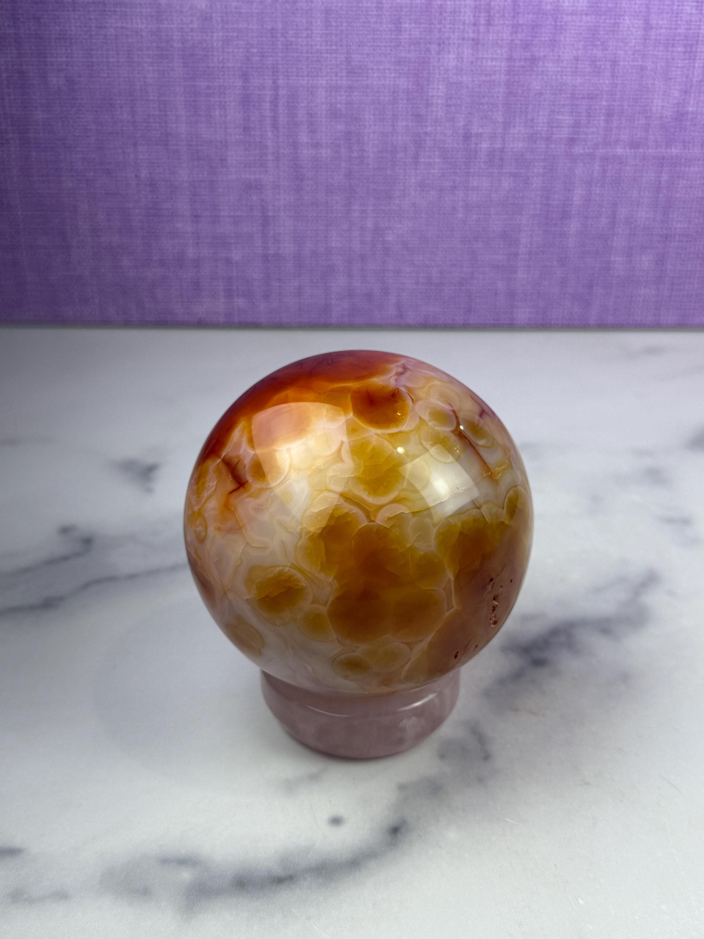 Druzy Carnelian Crystal Sphere: Natural Sparkle • Statement Sphere • Grounding Energy 11