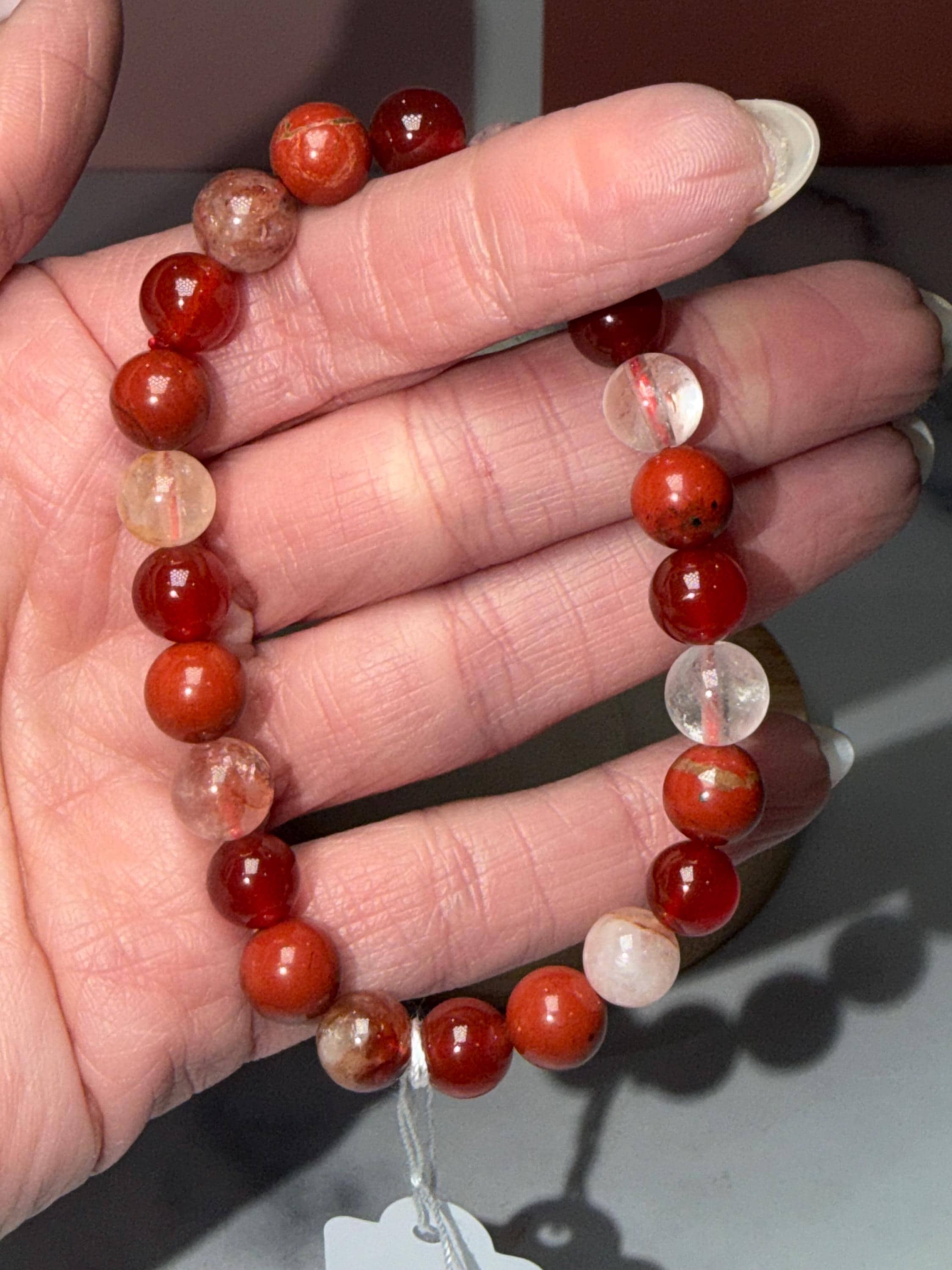 Carnelian, Fire Quartz, Red Jasper Beaded Bracelet, Earth Tone Gemstone Jewelry 4