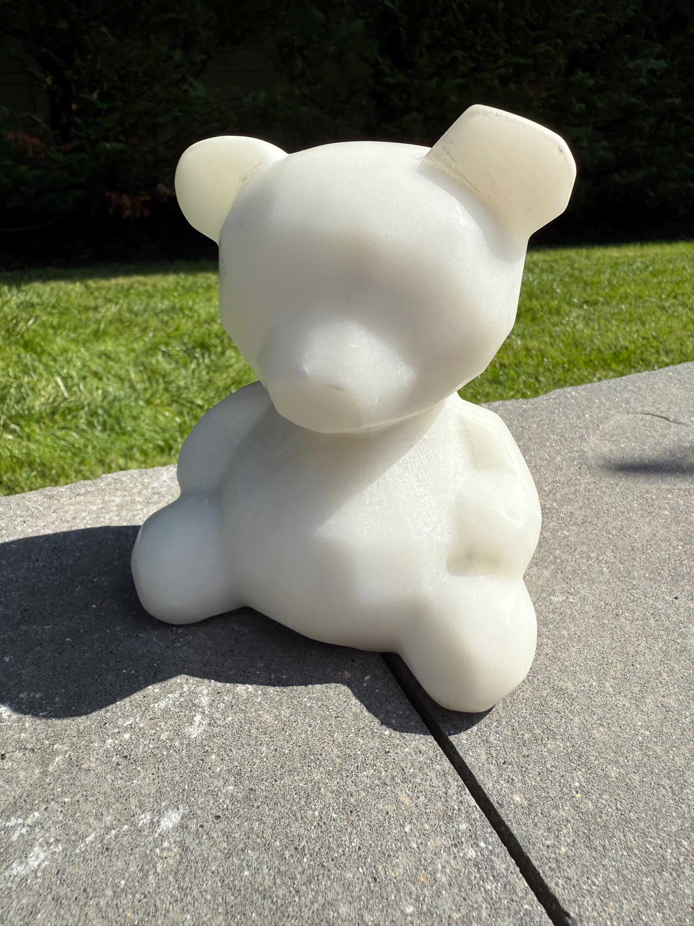 XL White Jade Bear Carving • Hand Carved Crystal Animal Sculpture • Spiritual Decor