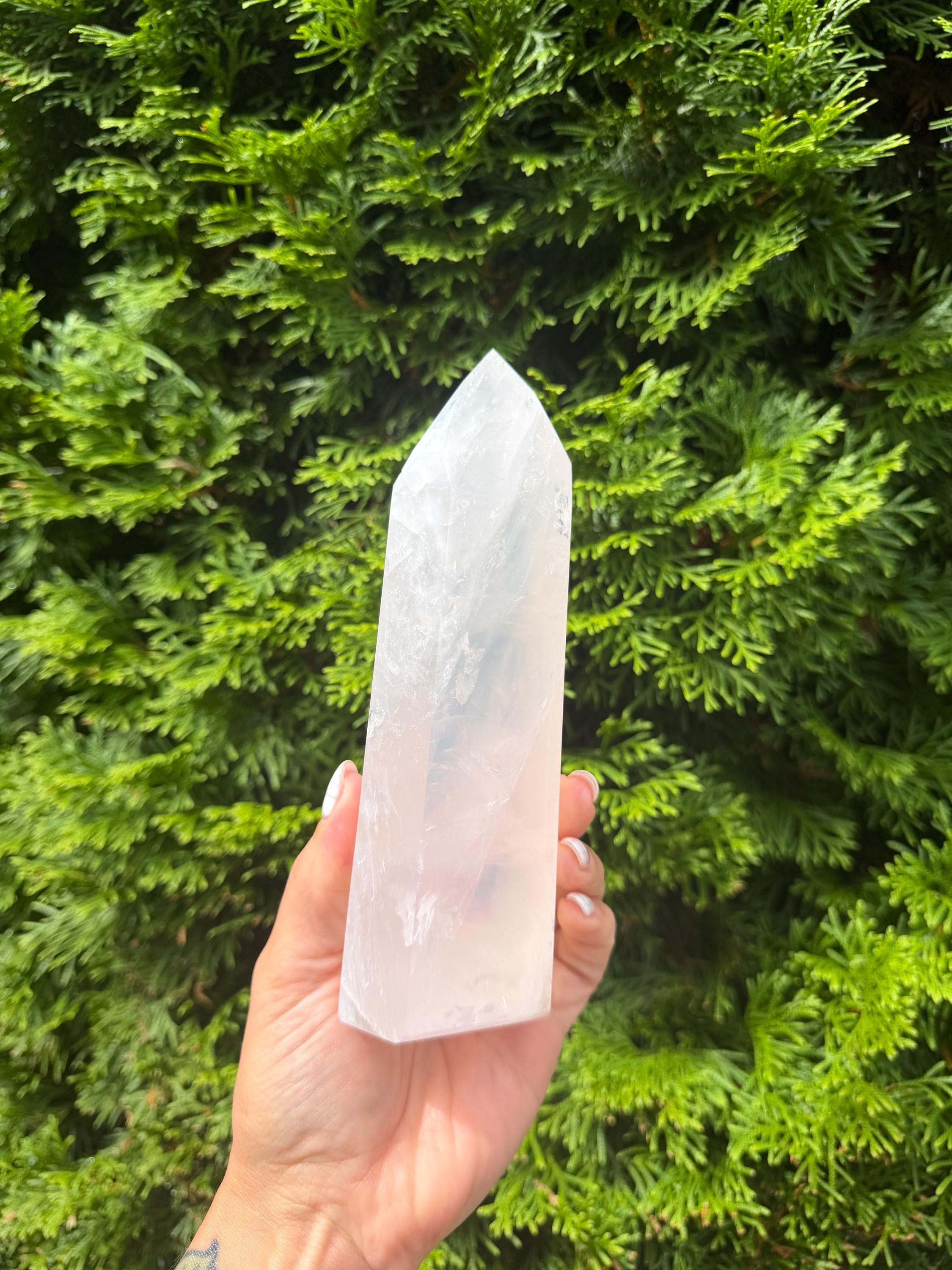 XL Girasol Quartz Crystal Tower • Milky Opalescent Glow • Polished Crystal Point 7