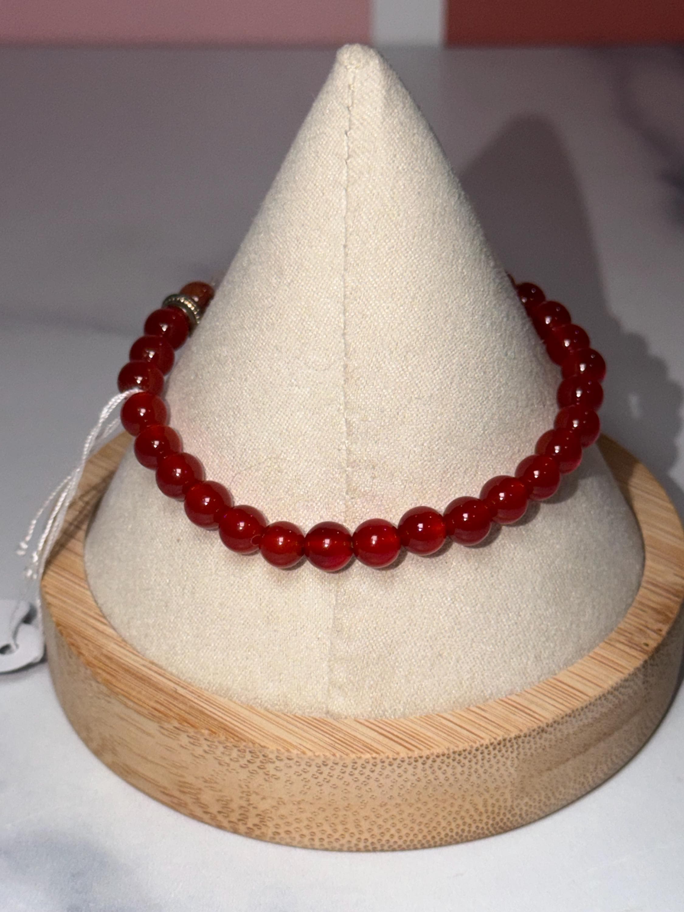 Carnelian & Fire Quartz Stretch Bracelet, Subtle Sparkle Gemstone Jewelry 5