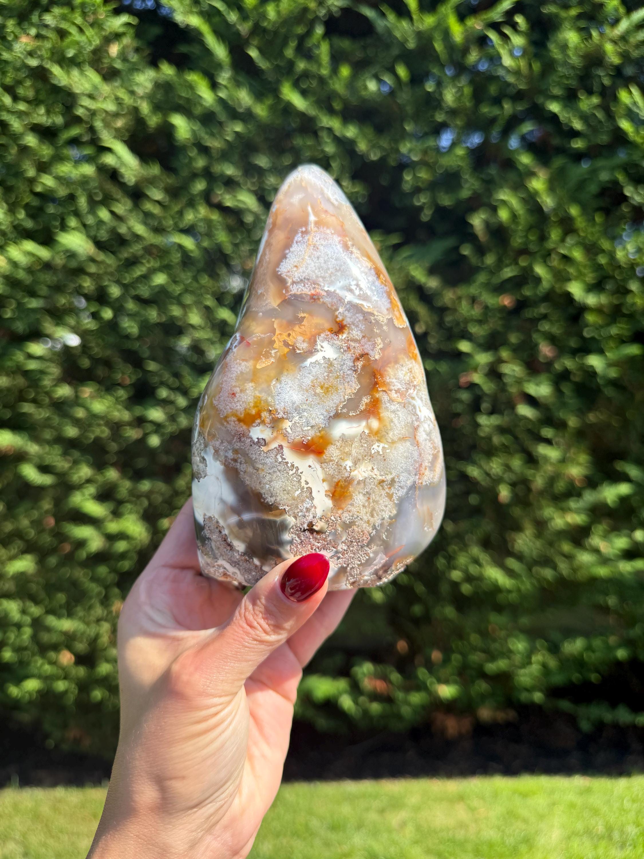 XL Orca Agate Moss Agate Druzy Freeform Statement Crystal Home Decor 2
