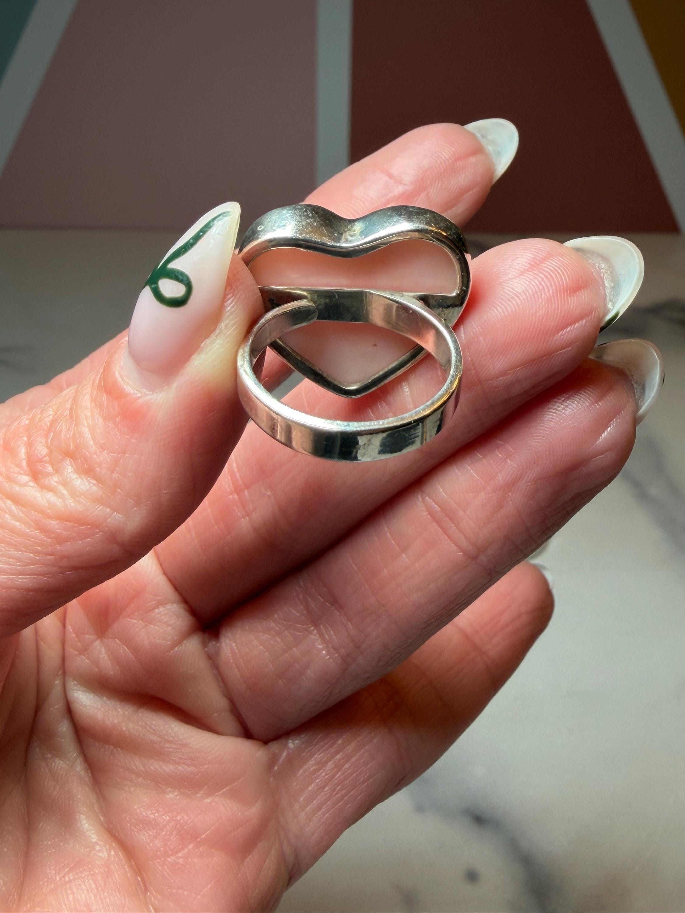 Pink Opal Heart Ring, Sterling Silver Adjustable Band, Romantic Gemstone Jewelry 5