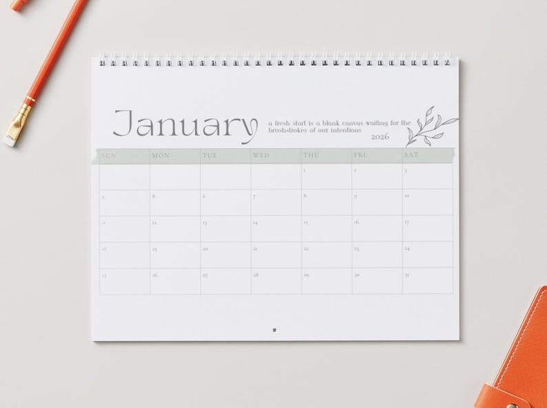 2026 Monthly Calendar Aesthetic Printable | Minimalist Design | Digital ...