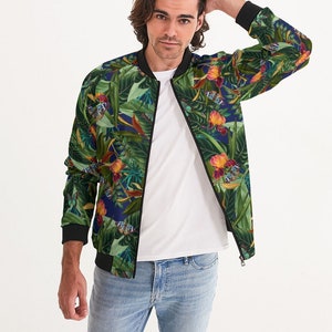 Men&#39;s Bomber Jacket | Jungle print Jacket | Tropical jacket