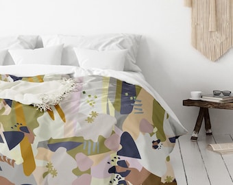 Abstract Cotton Sateen Duvet Cover | Boho Bedding Set