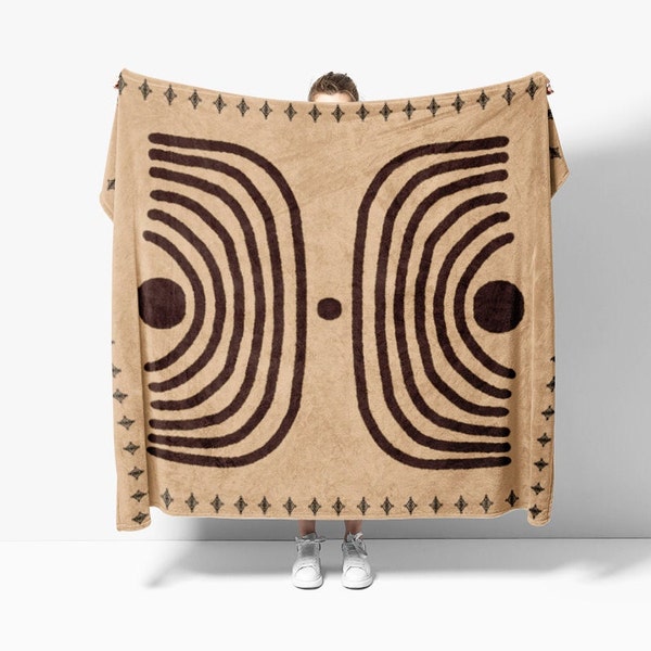 Premium Fleece Blanket | Tribal Boho Throw | Comfy Warm Blanket | Earth Tones | Bed and breakfast