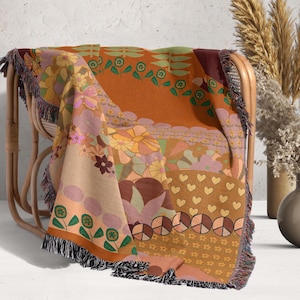 Boho Hippy Blanket | Large Woven Throw Blanket | Contemporary Tapestry ...