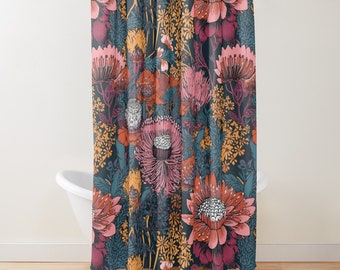 Contemporary Shower curtain | Australian Wild Flowers bathroom | Australiana decor