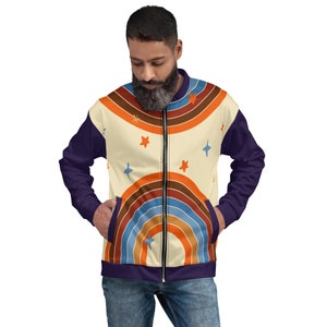 Bomber Jacket | Retro Rainbow Jacket | Purple Bomber Jacket |