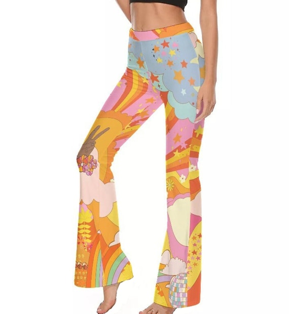 Stretch Retro Flares Psychedelic Pants Festival Clothing - Etsy