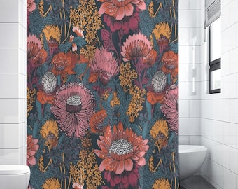 Contemporary Shower curtain | Australian Wild Flowers bathroom | Australiana decor