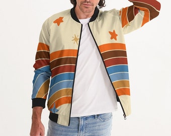 Men's Retro Bomber Jacket |  rainbow jacket | stars and rainbows | Festival Jacket