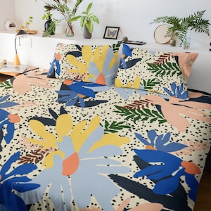 Premium Cotton duvet set | Contemporary Abstract Florals | Bedroom furniture | Bed and breakfast