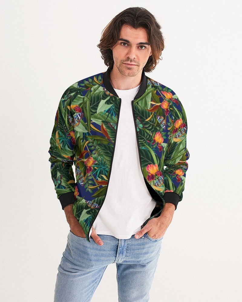 Tropical Floral Pineapple Print Men's Bomber Jacket