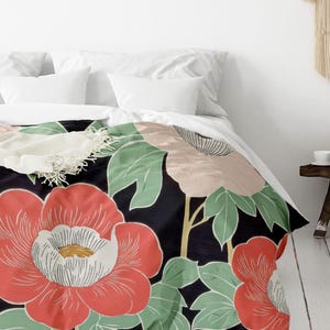 Premium Cotton Duvet – Modern Botanical Floral Bedding – floral Inspired Design – Available in Queen, King Sizes