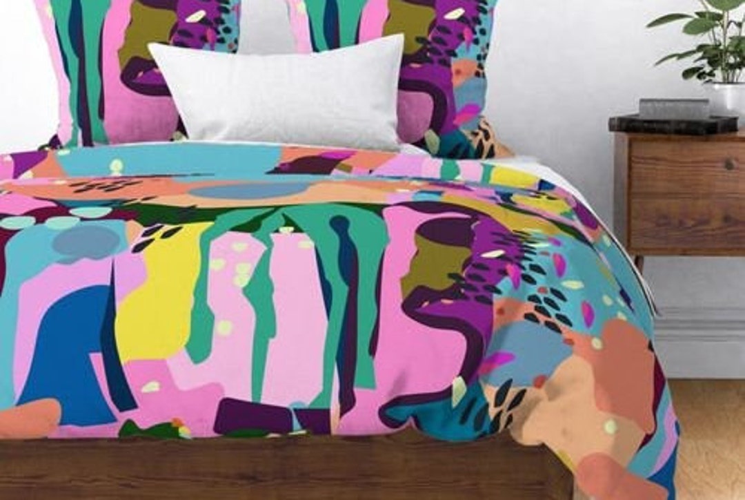 Pure Cotton Duvet Cover Set in Bright Pastel Colours 1980s Retro Duvet Cover Etsy