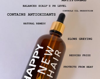 100 ml / HAPPY NEW HAIR / Tratamiento 10 aceites esenciales / contra la caída del cabello / alopecia