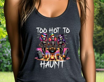 Summerween Tank Top, Too Hot To Haunt Tank, Skeleton BBQ Top, Funny Spooky Beach Top, Halloween in July, Goth Girl Summer Tank, Witch Summer