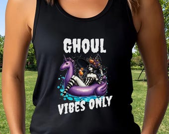 Summerween Tank Top, Ghoul Vibes Only Tank, Halloween Lover Gift, Goth Witch Summer Shirt,  Halloween Pool Shirt, Spooky Beach Tank