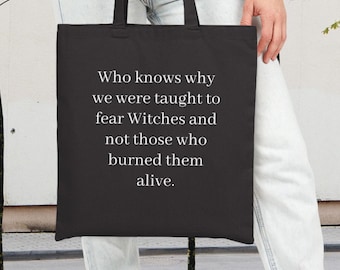 Witchy Cotton Canvas Tote Bag, Gift for Witch, Social Justice Bag, Salem Witch Tote, Equality Tote Bag, Witchcraft Gift, Book Club Gift