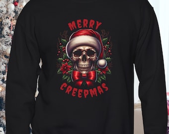 Goth Christmas, Merry Creepmas Sweatshirt, Creepy Christmas Sweatshirt, Goth Gift, Witchy Gift, Holiday Party Sweatshirt, Spooky Christmas
