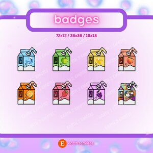 Twitch Badges - Drinks, drink cartons, bits badges, sub badges