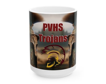 Trojan PVHS Pride Mug, Inspired for Trojan Family, Coffee Mug, Soup Cups, Trojan Helmet Coffee Mug, School Pride11oz, 15oz