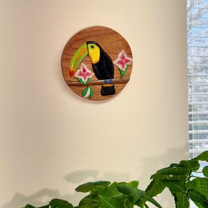 Wood Wall Hanging Art, Hand Carved from Solid Wood, Hand Painted.