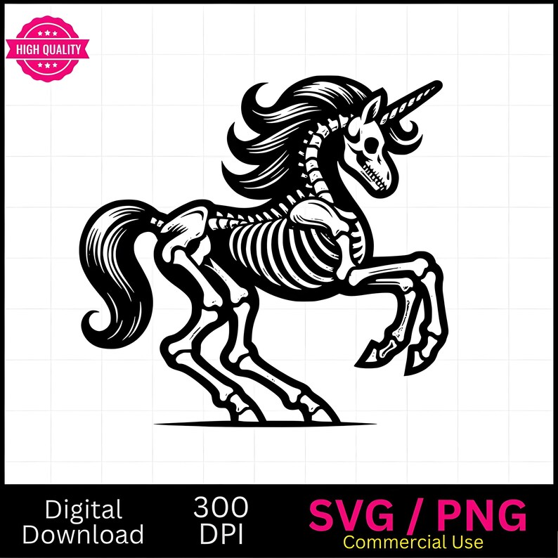 Unicorn Skeleton Graphic | Svg, Png, Dxf Cut File, Jpg | Spooky Unicorn ...