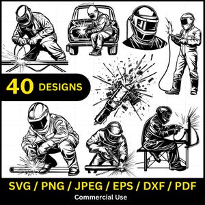 Welder SVG PNG Bundle | Welding Clipart | Industrial | Welding Helmet | Cutting Torch Files | CNC Laser Ready pdf, jpeg, dxf, eps