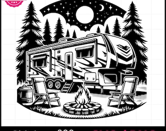 RV Campground Laser Cut File | RV Camp SVG | Outdoor Camping Wood Sign Design | Glowforge xTool LightBurn Engraving Digital Download