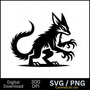 Chupacabras SVG / Criatura legendaria SVG / Calcomanía de monstruo Gráficos para camisetas / Archivos de corte Cricut Imprimibles Clipart Vector Digital