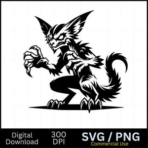 Chupacabras SVG / Criatura legendaria SVG / Calcomanía de monstruo Gráficos para camisetas / Archivos de corte Cricut Imprimibles Clipart Vector Digital
