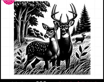 Buck and Doe SVG Clipart: Whitetail Deer Hunting Vector (Digital Download)