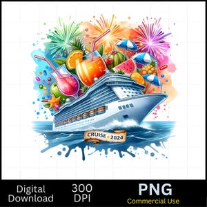 Cruise 2024 Watercolor Sublimation Digital Download PNG Design