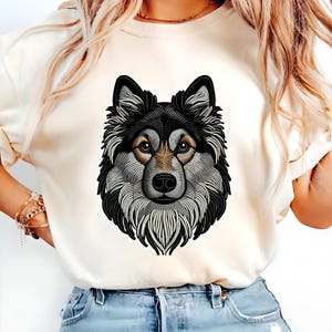 3D Hund mit Schleife und Perlen Nahtloses Muster, Faux Stickerei Strickstoff Sublimationsdesign, niedlicher Lovey Welpe, Hundeliebhaber Geschenk, Hundemama