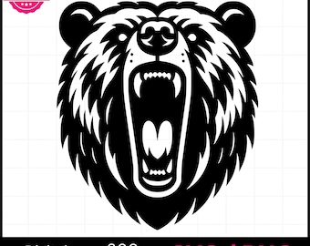 Bärenkopf SVG, Grizzly SVG, Bärenmaskottchen svg, png, Vektorgrafik, Lasergravierer, Cnc, Clip Art