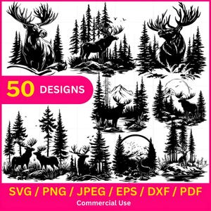 Moose Designs SVG PNG Bundle: Wildlife Clipart (Digital Download)