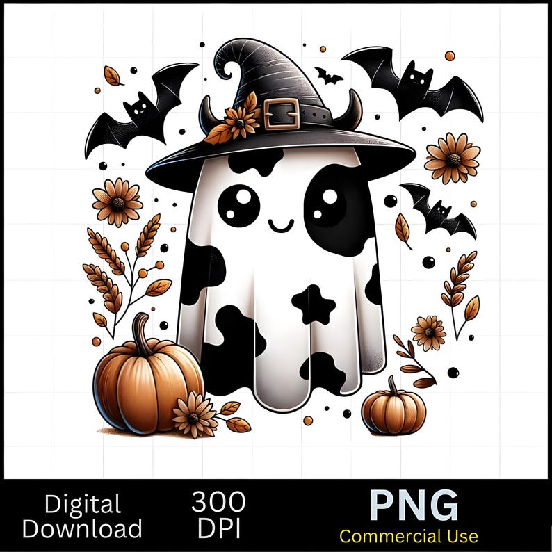Cowprint Ghost Clipart: Funny Halloween PNG (digital Download) - Etsy