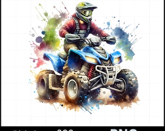ATV Rider Watercolor Sublimation Digital Download PNG Outdoors Design Gift for ATV Racer