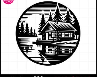 Cabochon am See SVG PNG, Vektorgrafik, Lasergravur, cnc, Clip Art, laserfertig, Schneidebretter, personalisierte Geschenke,